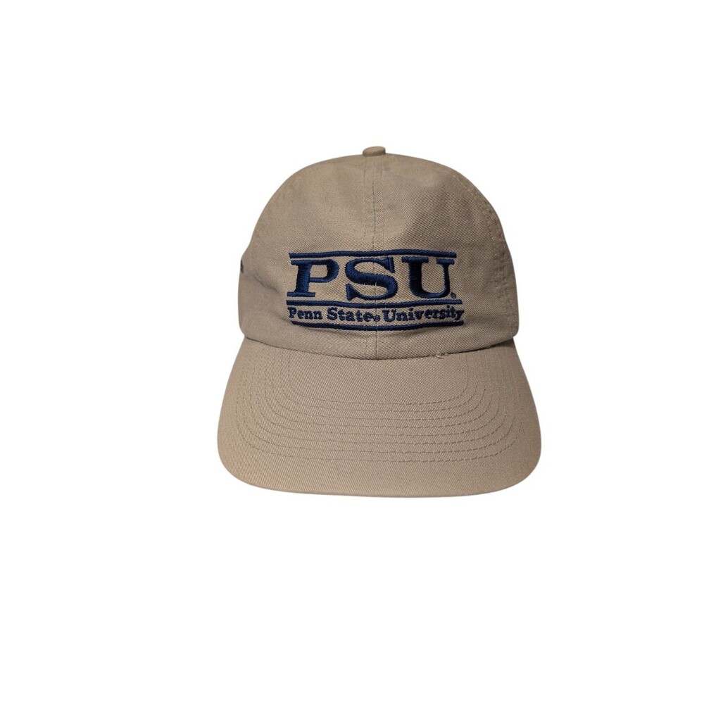 Vintage Penn State University Hat The Game  Adjustable Strapback Beige